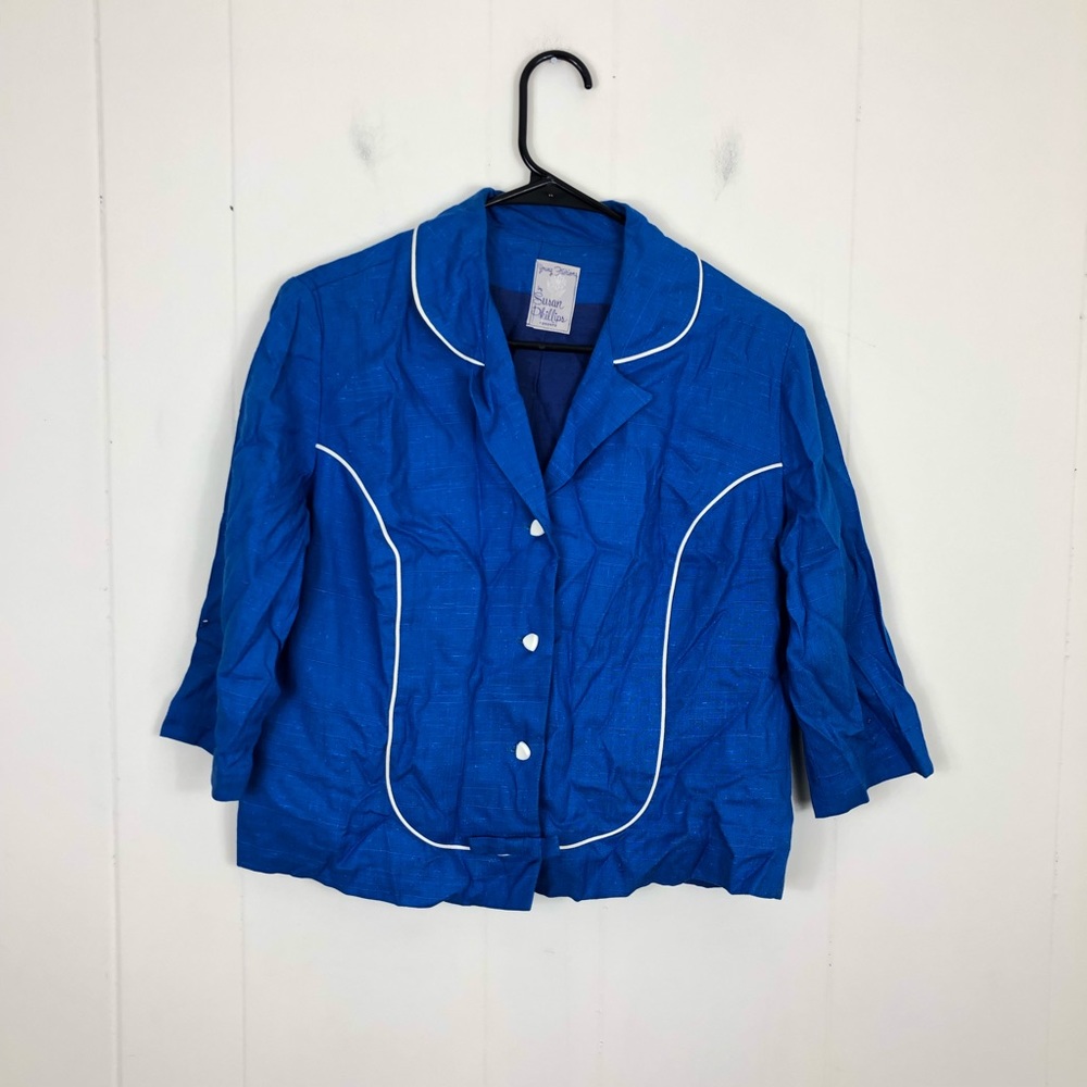 Vintage Susan‎ Phillips Blue Linen Blazer Sz S